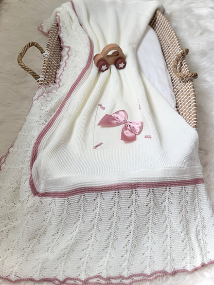 Marina Blanket - Cream/Dusty Pink