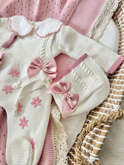 Flora Overall - White/ Dusty Pink