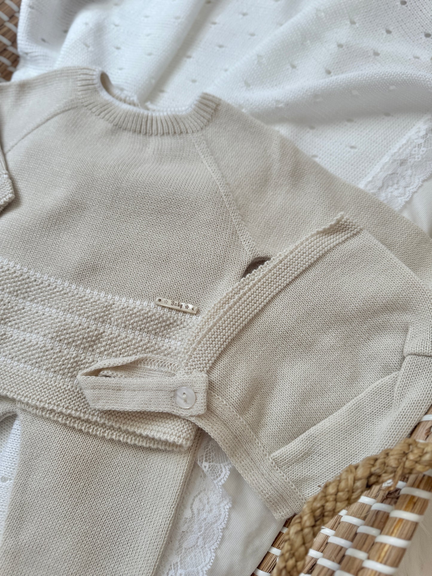 Conjunto de punto de dos piezas Claran - Beige