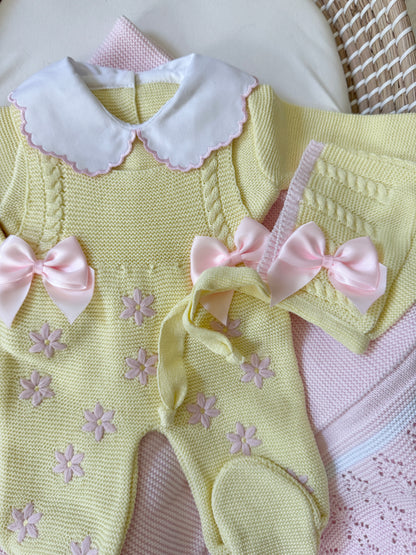 Flora Overall - Yellow/ Light Pink