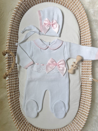 Lucy Overall - White/Light Pink