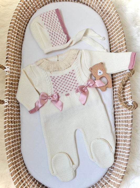 Avery Overall - Cream/Dusty Pink