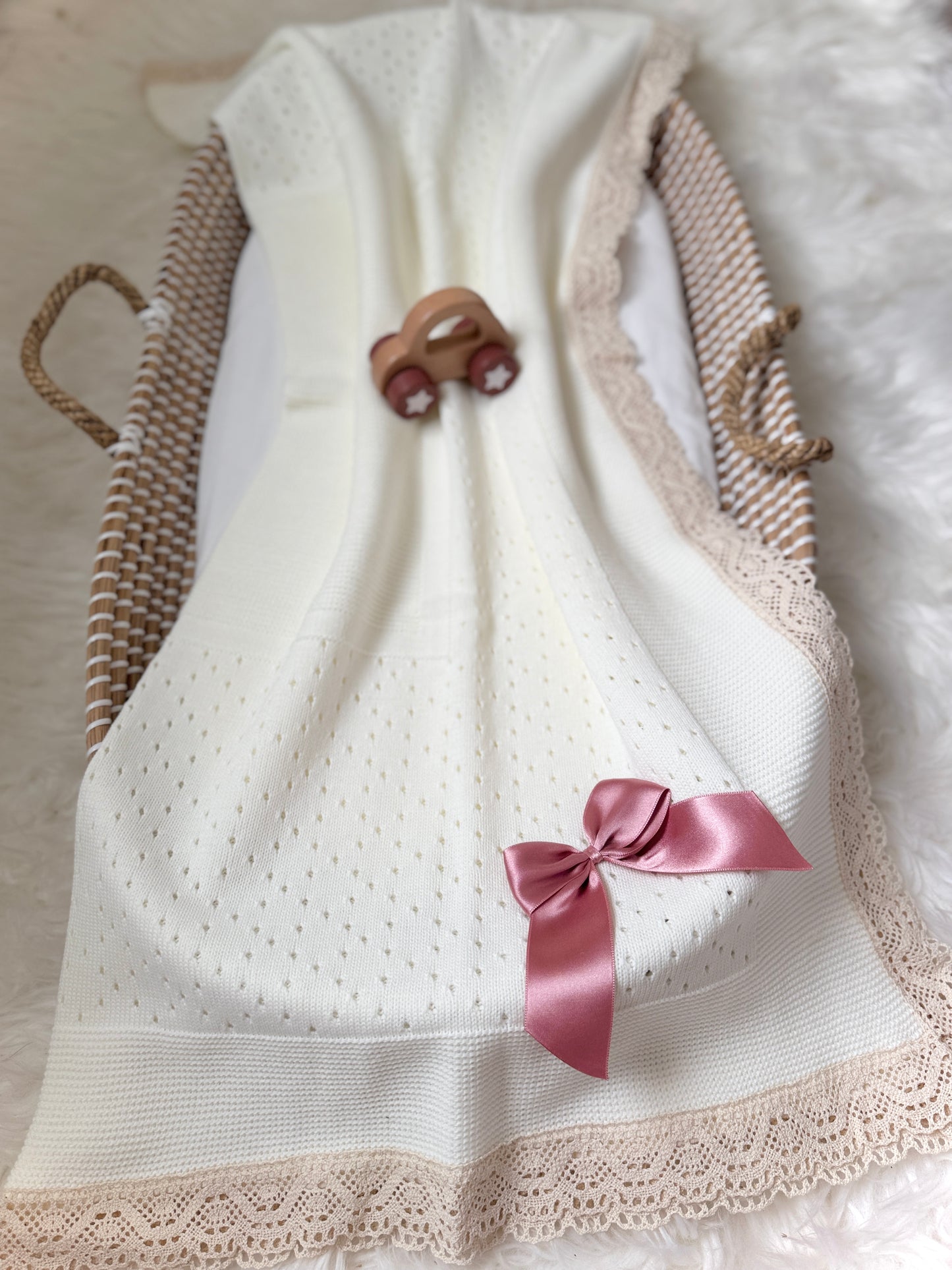 Thalia Blanket - Cream/Dusty Pink