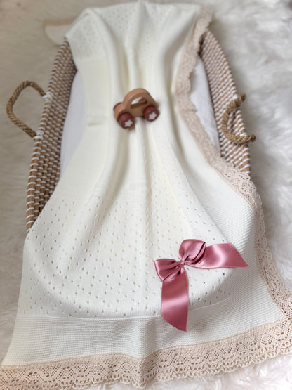 Thalia Blanket - Cream/Dusty Pink