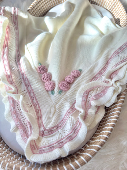 Manta de rosas - blanco/rosa empolvado