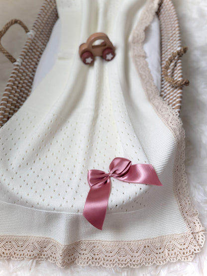 Thalia Blanket - Cream/Dusty Pink
