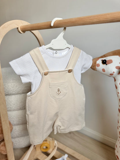 Ethan Overall Set - Beige & White