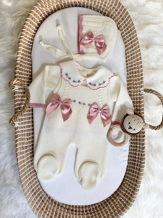 Alana Overall - White/Dusty Pink