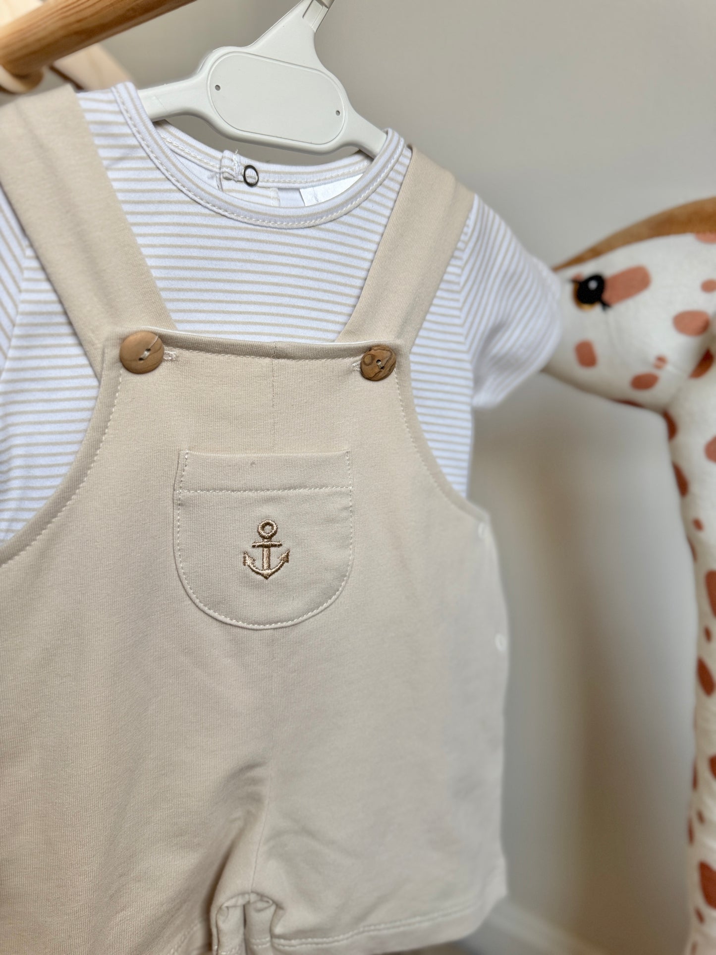 Ethan Overall Set - Beige & White