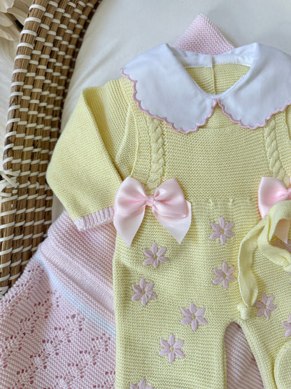 Flora Overall - Yellow/ Light Pink