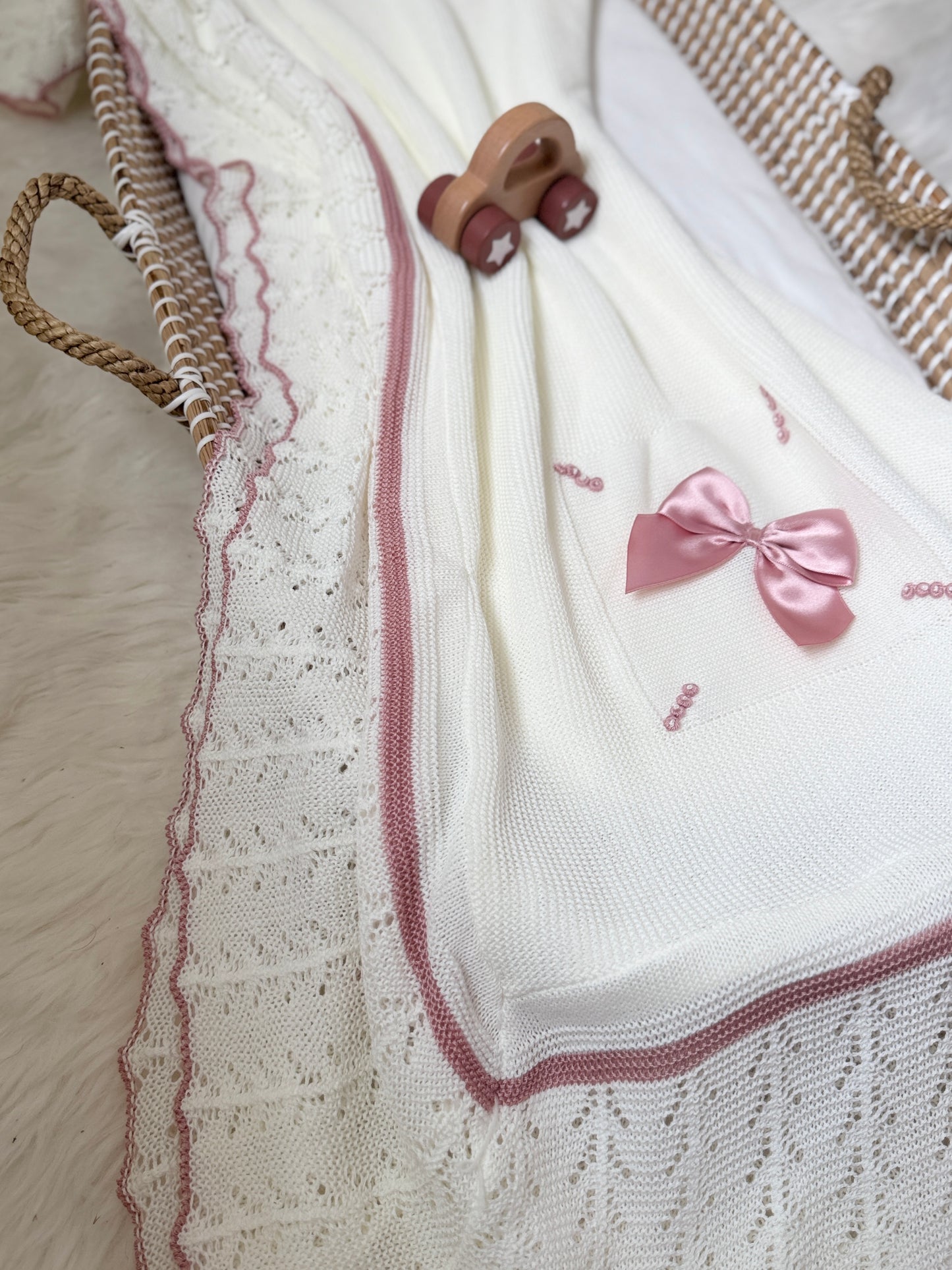 Marina Blanket - Cream/Dusty Pink