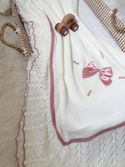 Marina Blanket - Cream/Dusty Pink