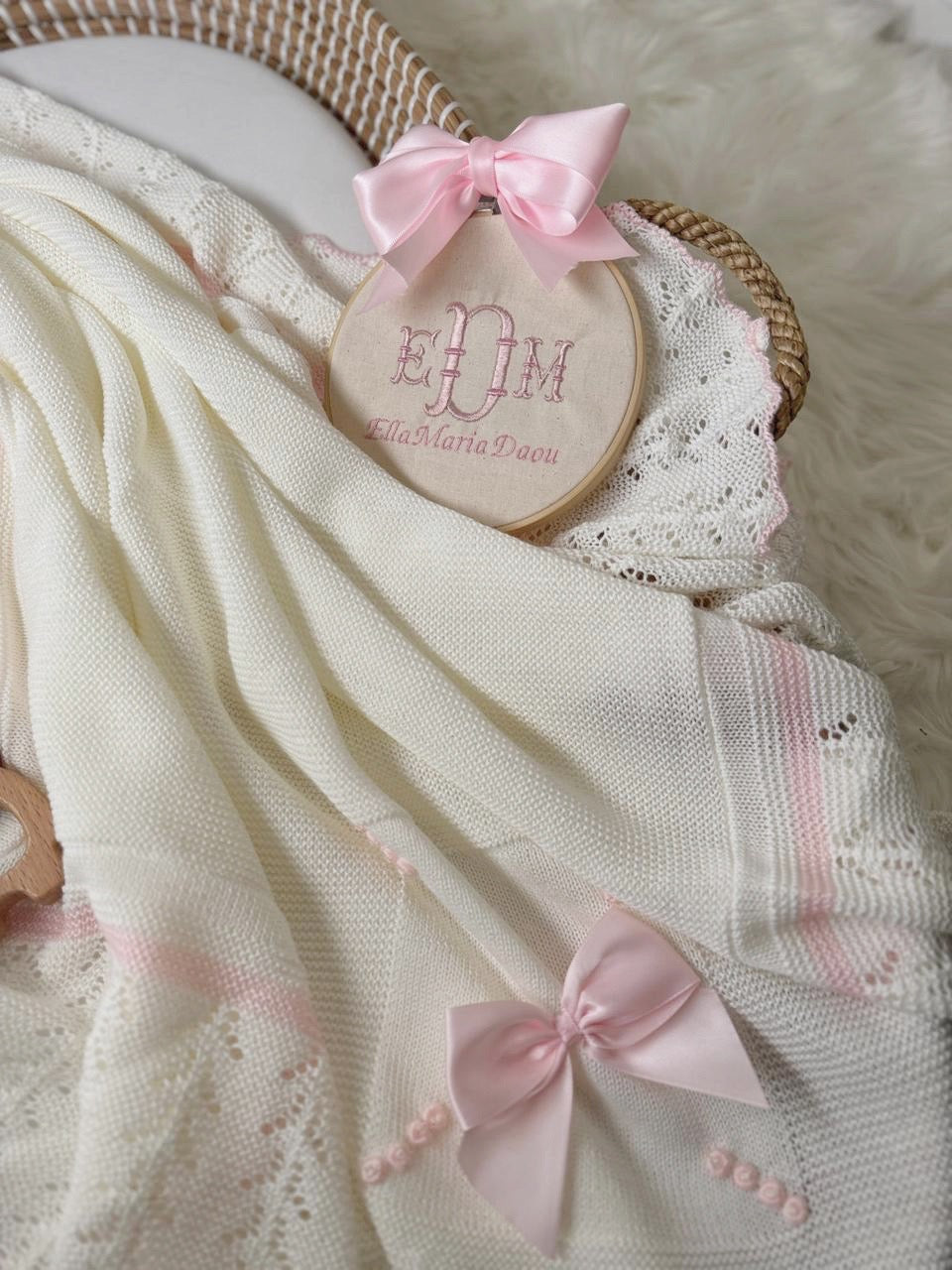 Marina Blanket - White/Pink