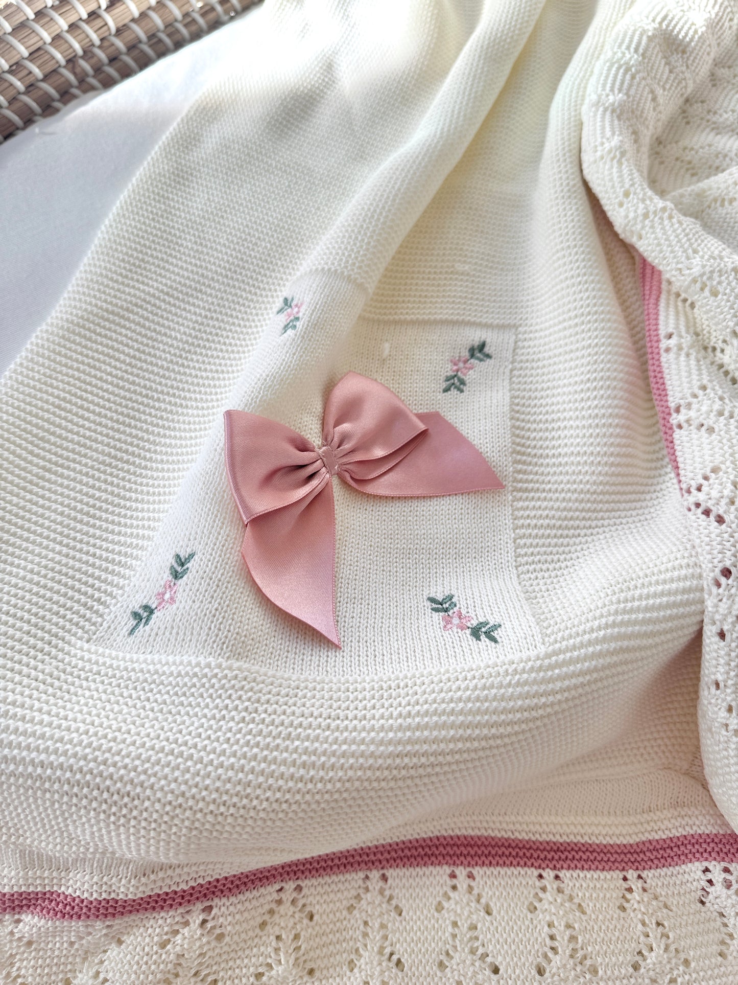 Manta Alana - Crema/Rosa Polvoriento