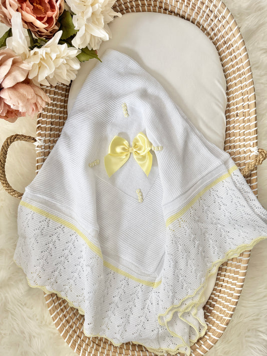 Marina Blanket - White/ Yellow