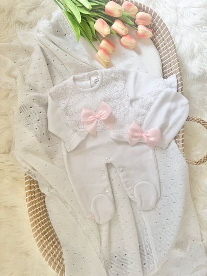 Daisy Overall - White/ Pink