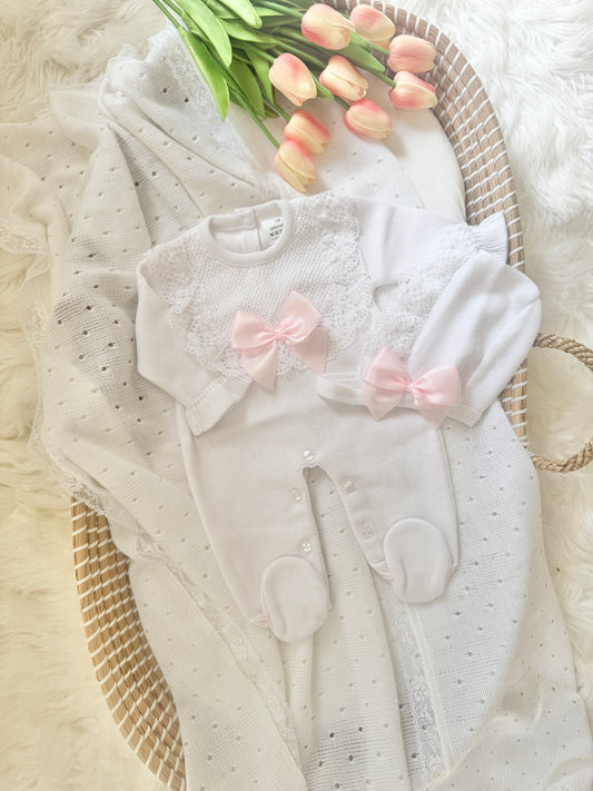 Daisy Overall - White/ Pink