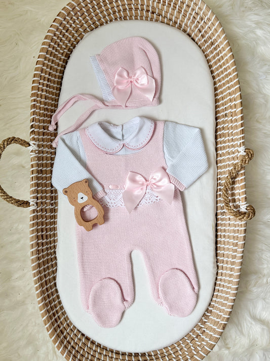 Lucy Overall - Light Pink/White