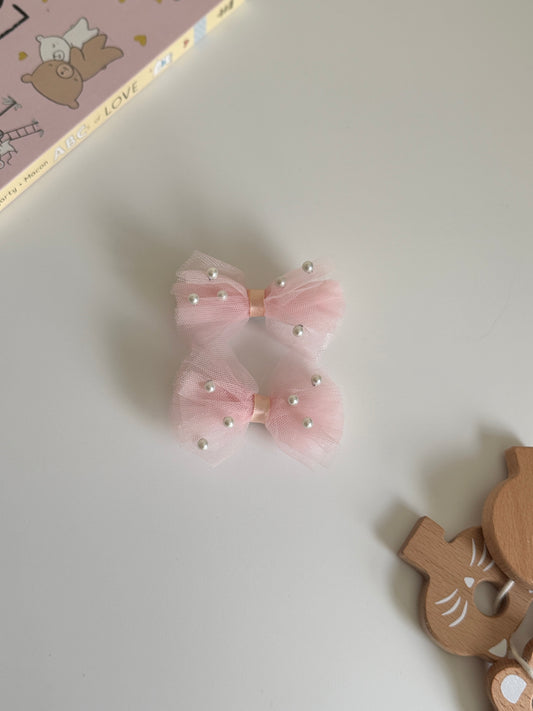 Pearl Pink - Bow Clips
