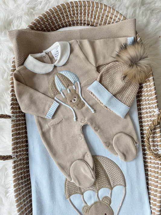 Willow Overall - Beige/Light Blue