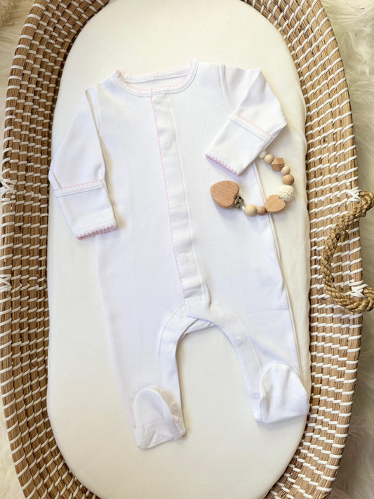 Capri Footie - White & Pink
