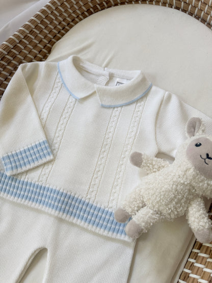 Mario Knitted Set - White/ Blue