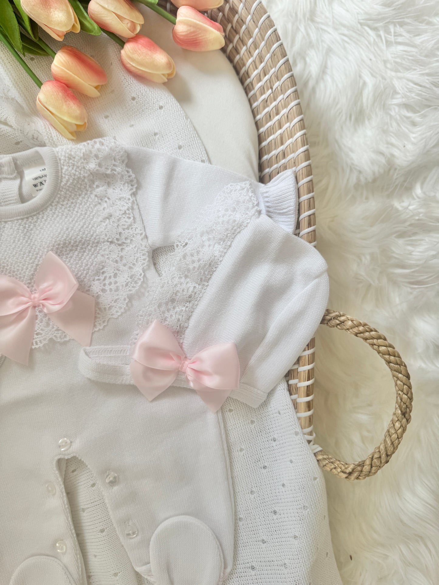Daisy Overall - White/ Pink