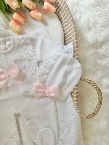 Daisy Overall - White/ Pink