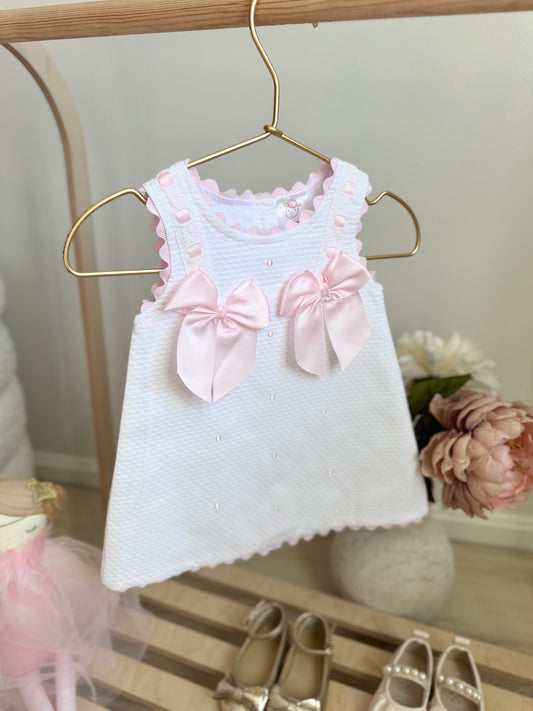 Selene Dress - Light Pink/White