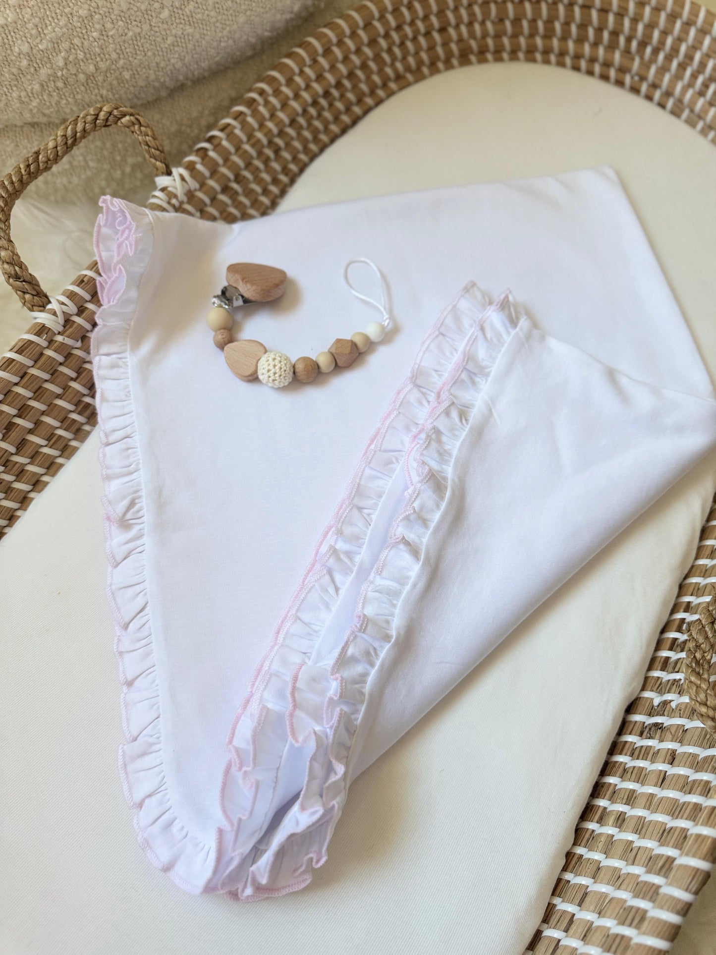 Elodie Blanket - White & Pink