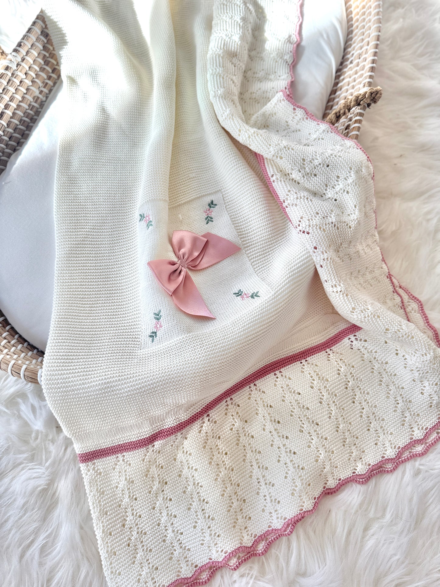 Manta Alana - Crema/Rosa Polvoriento