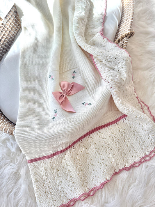 Manta Alana - Crema/Rosa Polvoriento