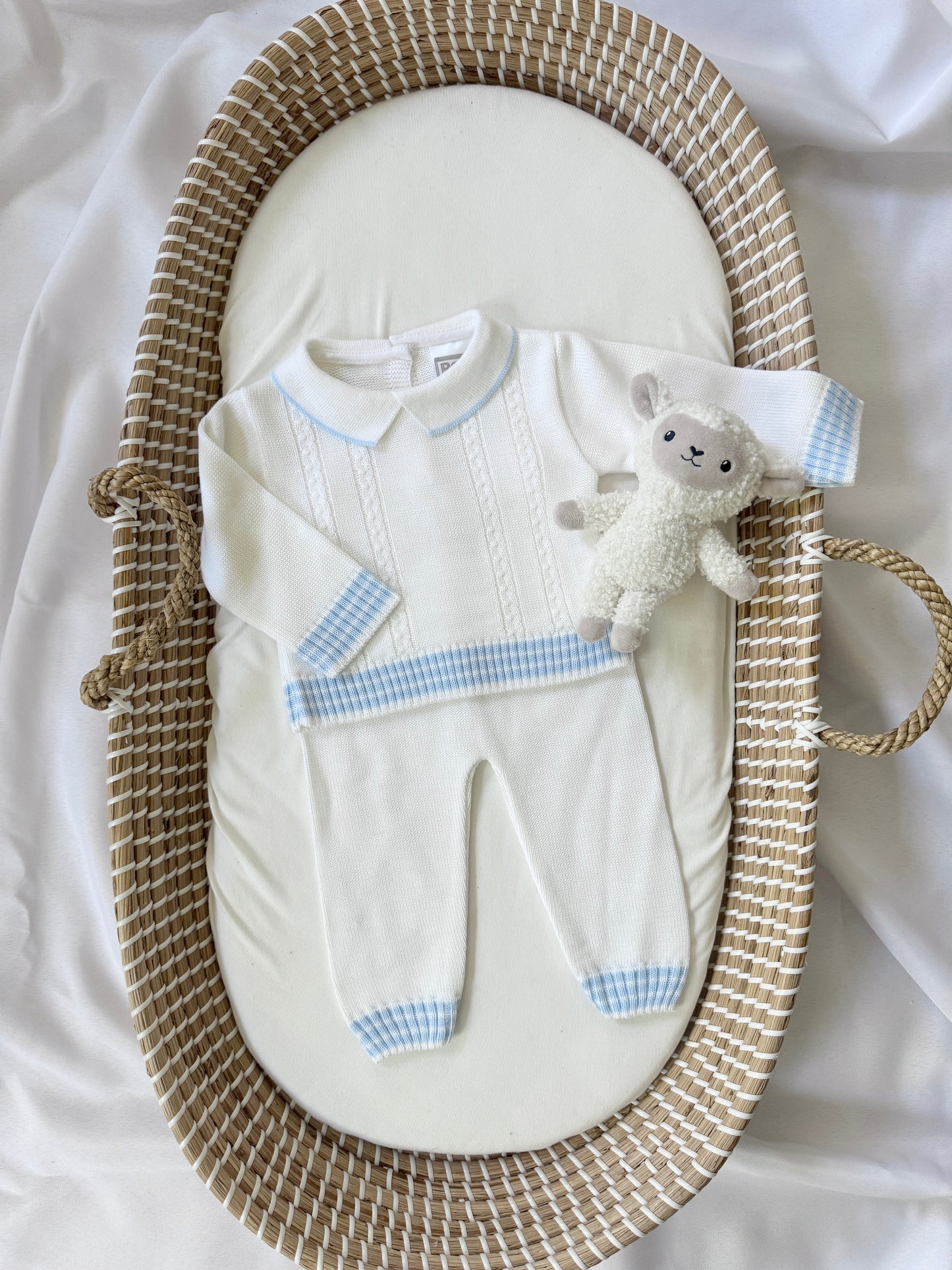 Mario Knitted Set - White/ Blue