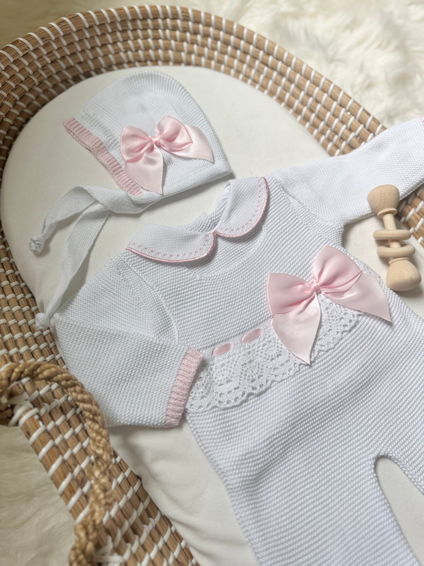 Lucy Overall - White/Light Pink