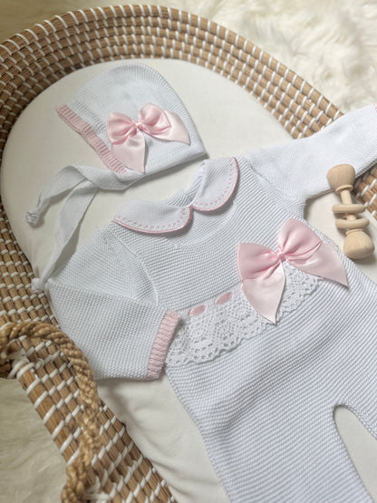 Lucy Overall - White/Light Pink