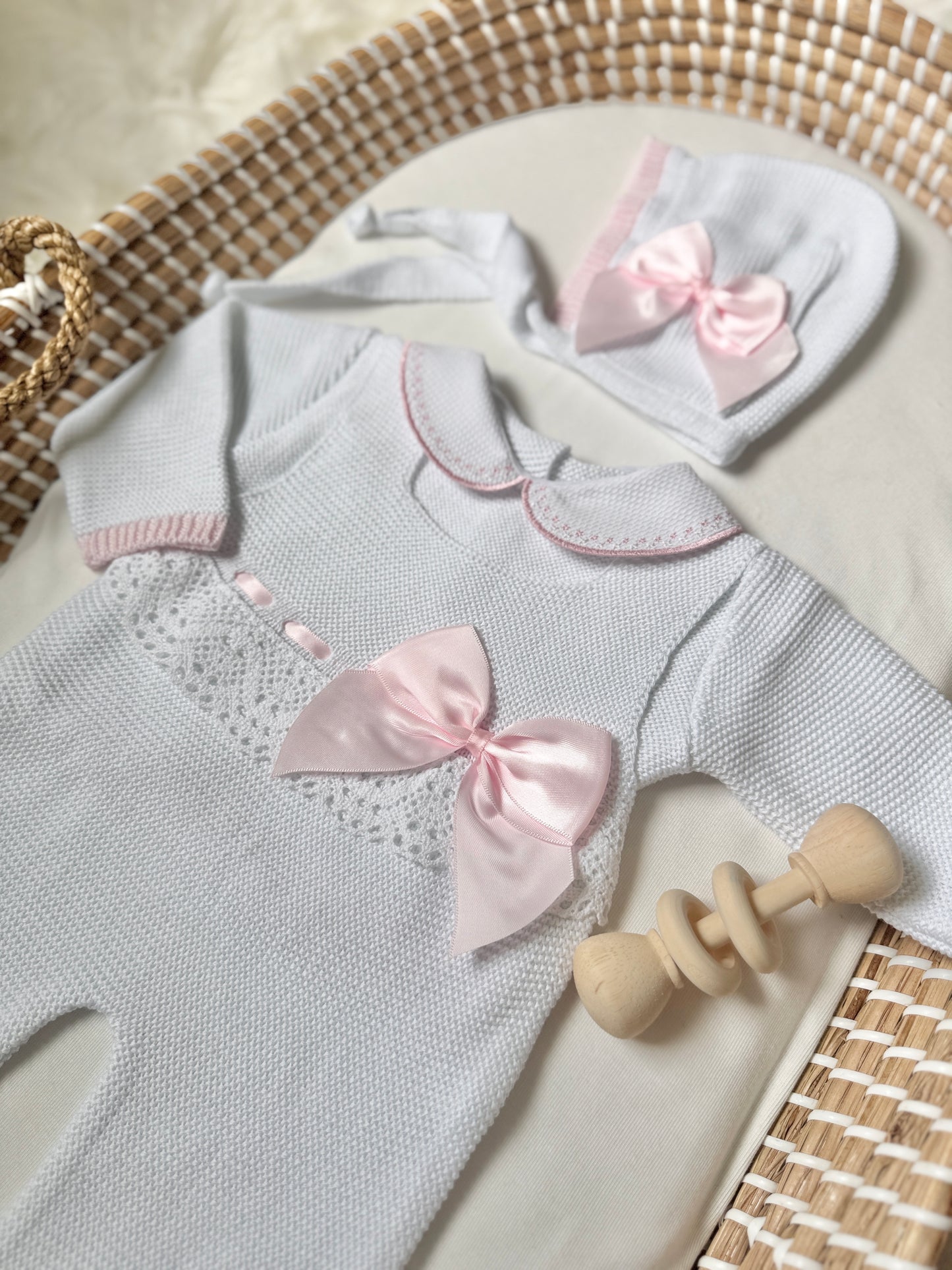 Lucy Overall - White/Light Pink