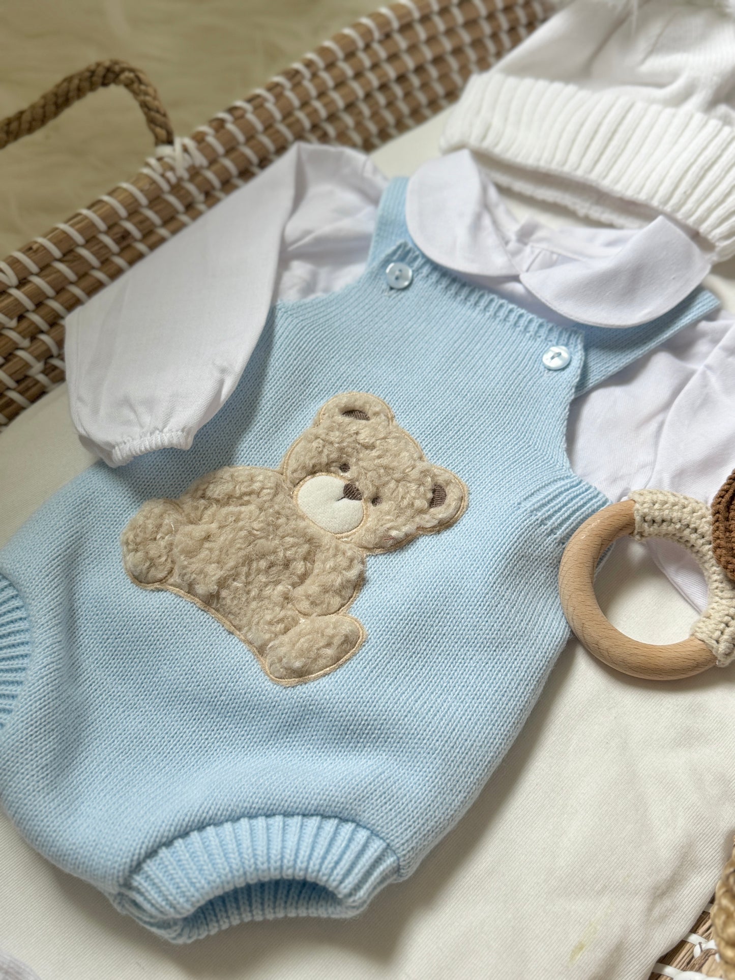 Bear Knit Overall - Blue