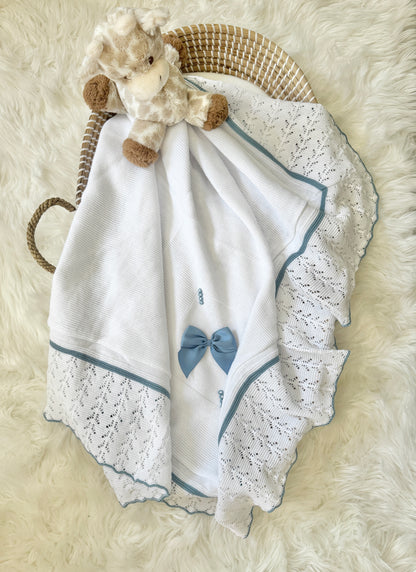 Marina Blanket - White/ Dark Blue