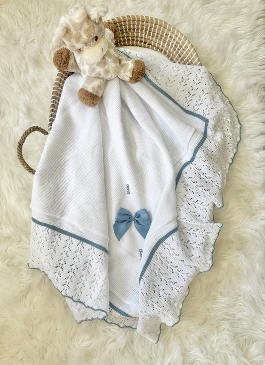 Marina Blanket - White/ Dark Blue