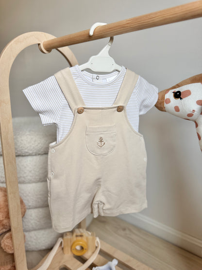 Ethan Overall Set - Beige & White