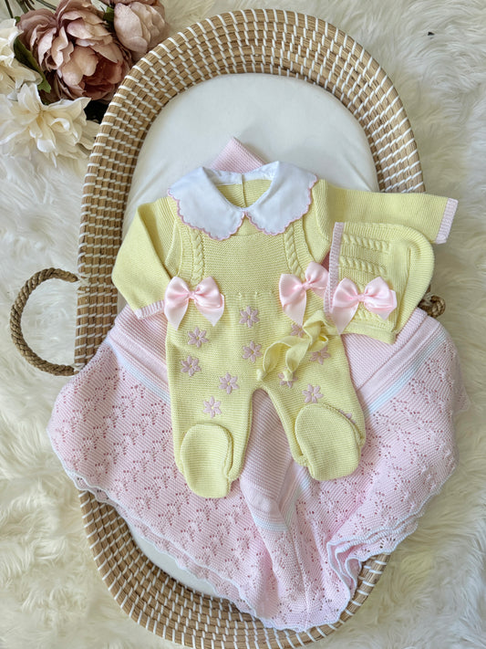 Flora Overall - Yellow/ Light Pink