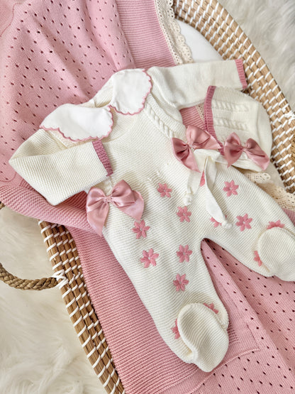 Flora Overall - White/ Dusty Pink