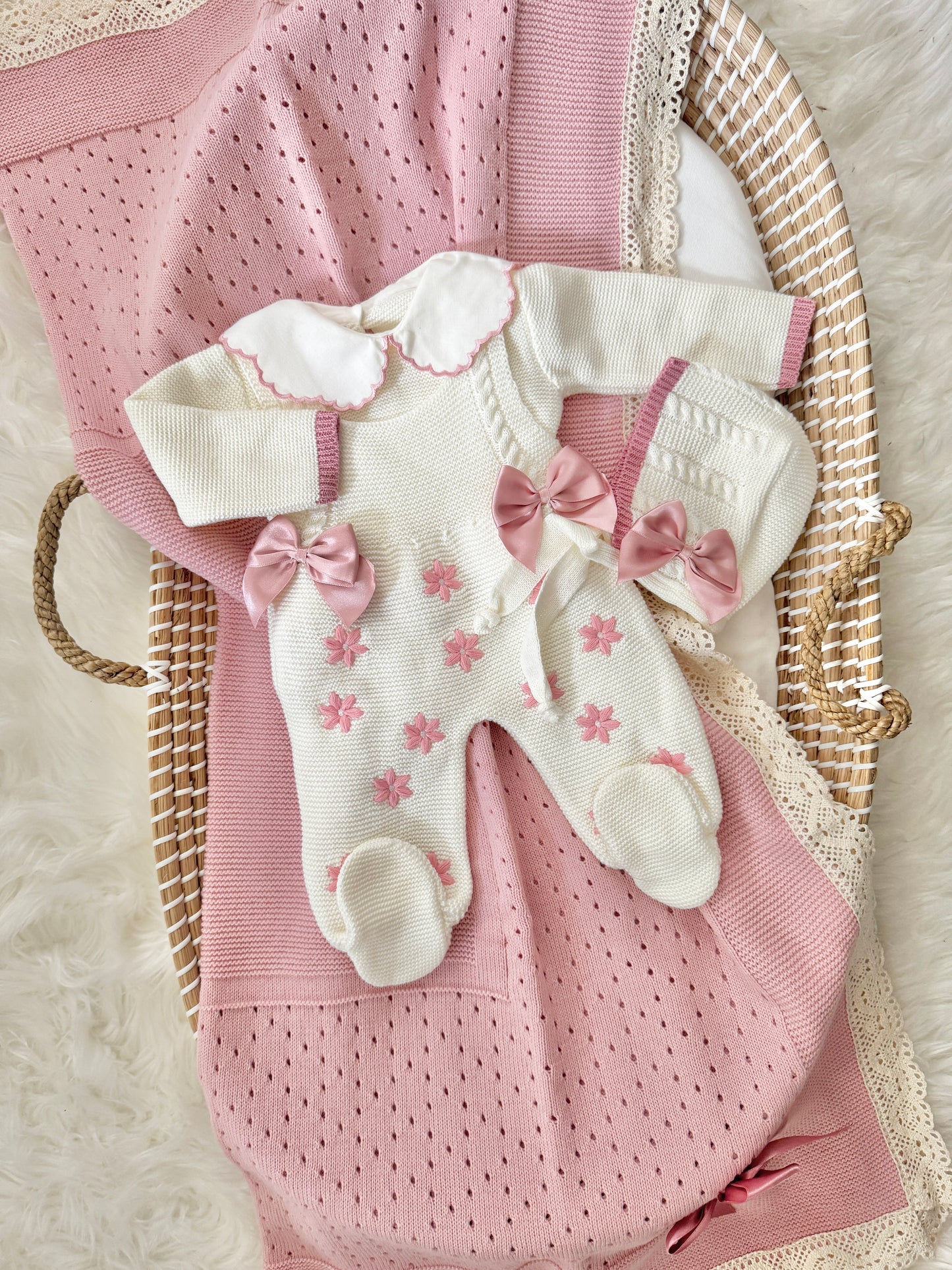 Flora Overall - White/ Dusty Pink
