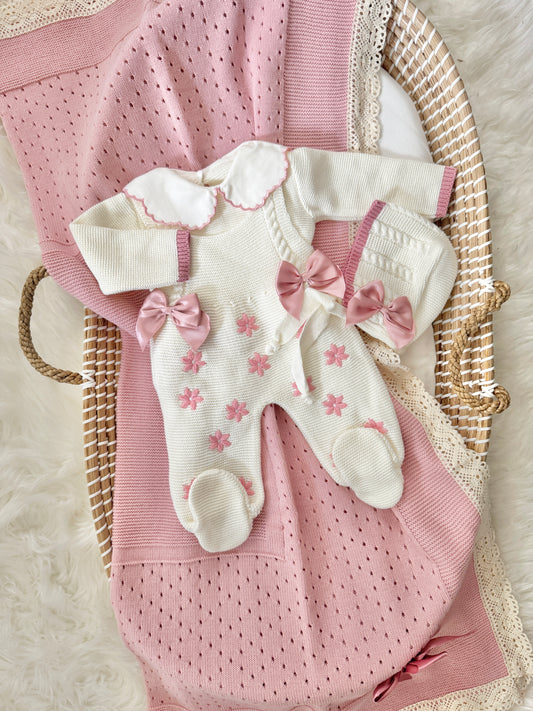 Flora Overall - White/ Dusty Pink