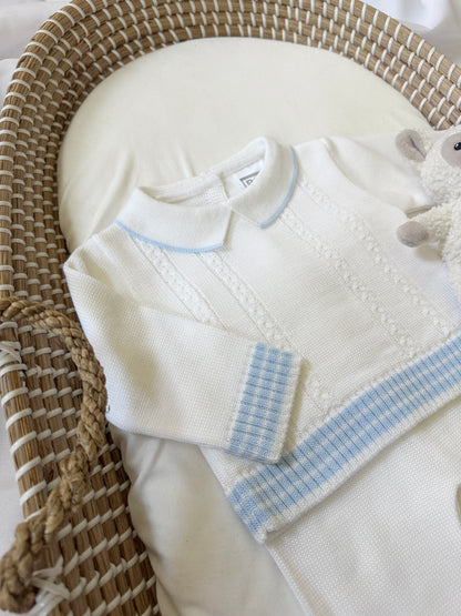 Mario Knitted Set - White/ Blue