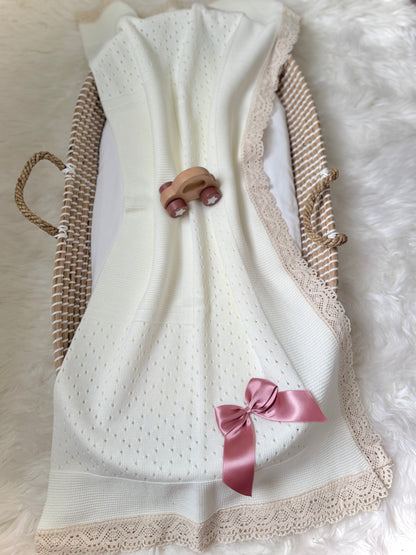 Thalia Blanket - Cream/Dusty Pink