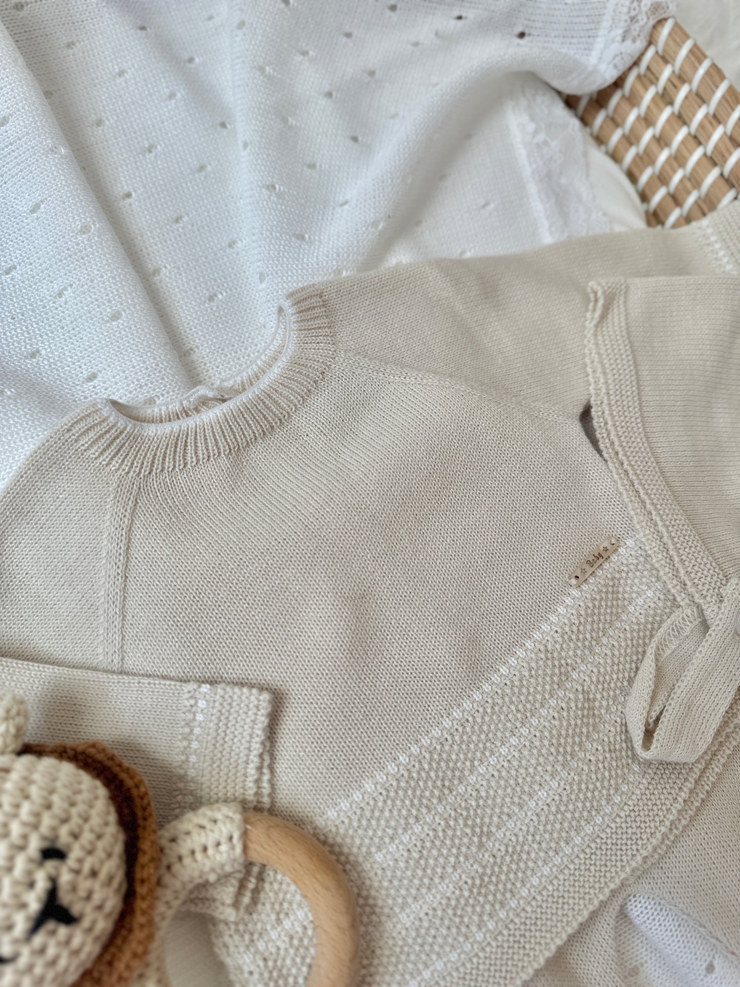 Conjunto de punto de dos piezas Claran - Beige