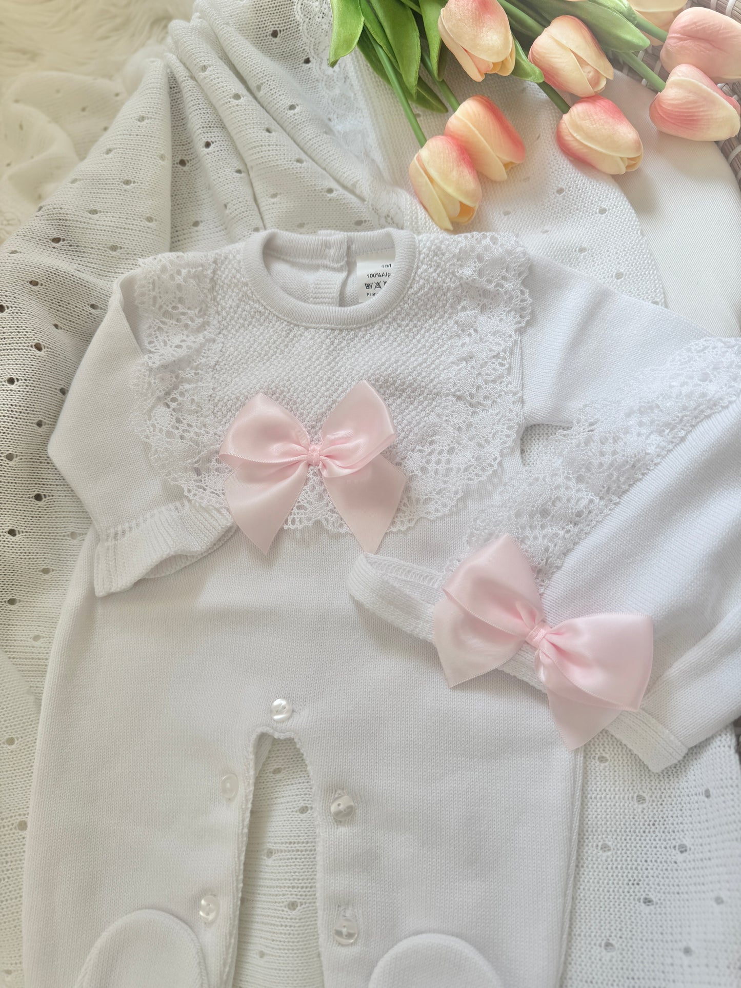 Daisy Overall - White/ Pink