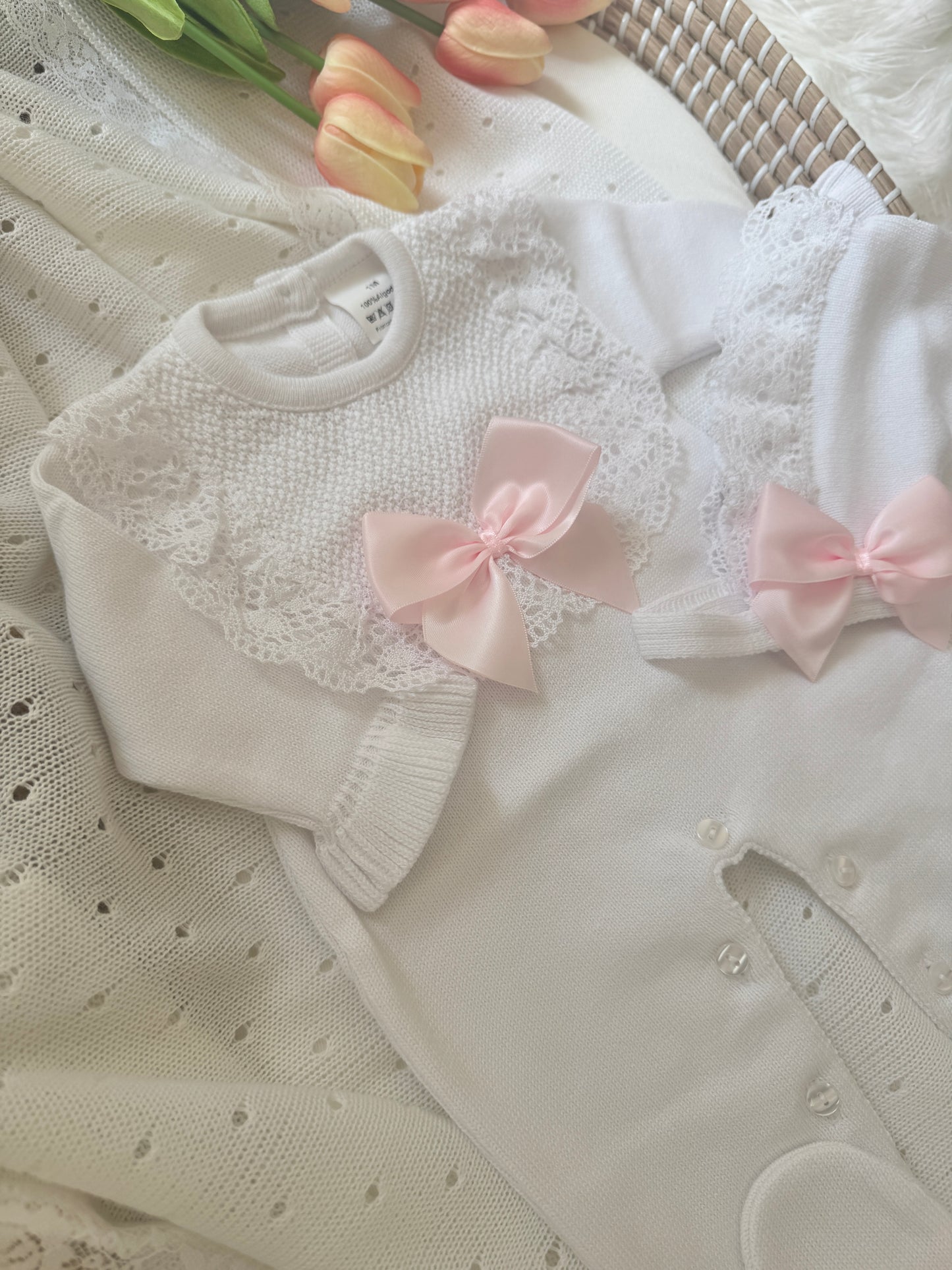 Daisy Overall - White/ Pink
