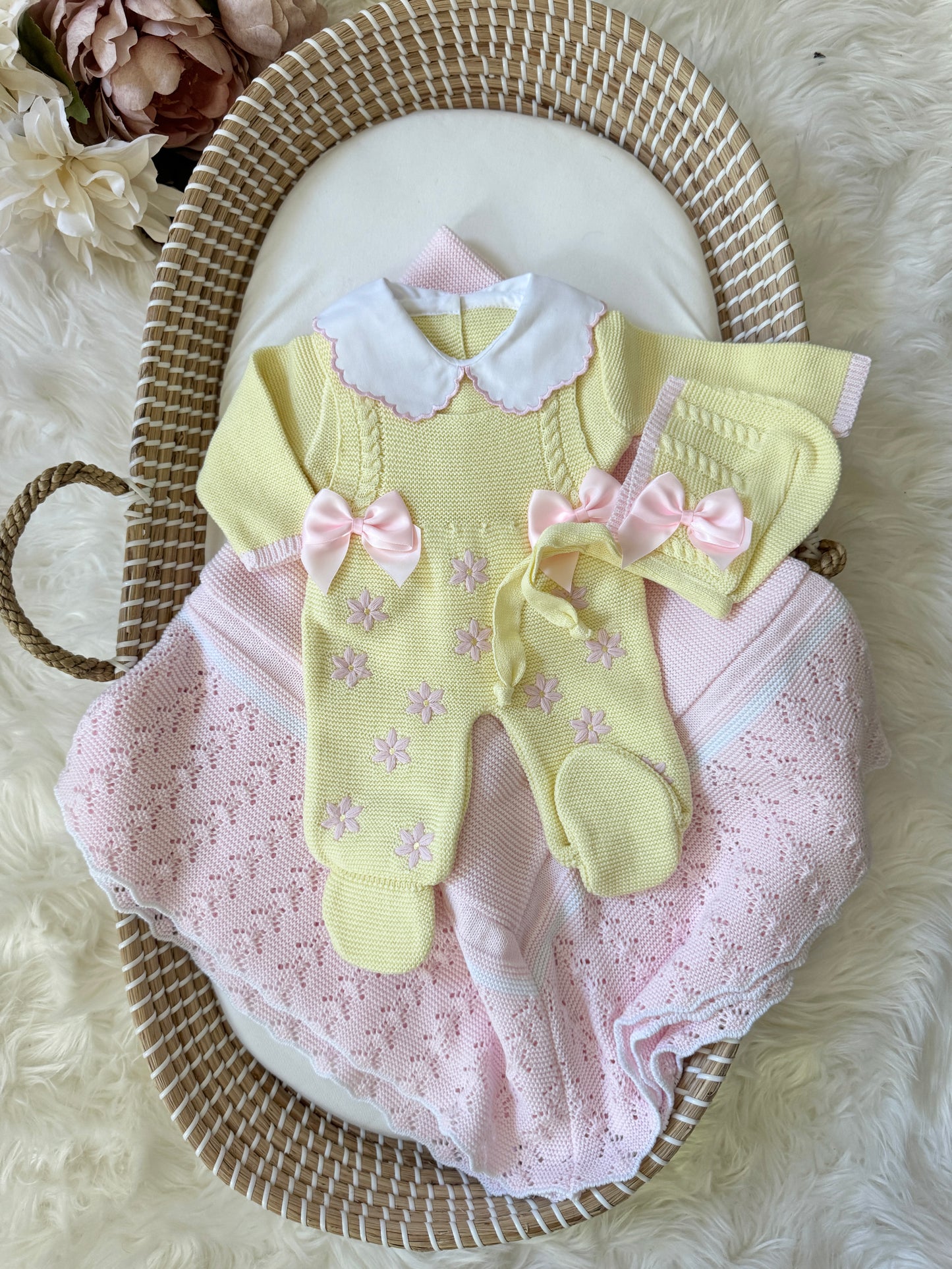 Flora Overall - Yellow/ Light Pink